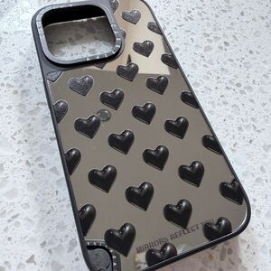 Like New CASETiFY Mirrors Reflect You black heart iPhone 15 pro phone case